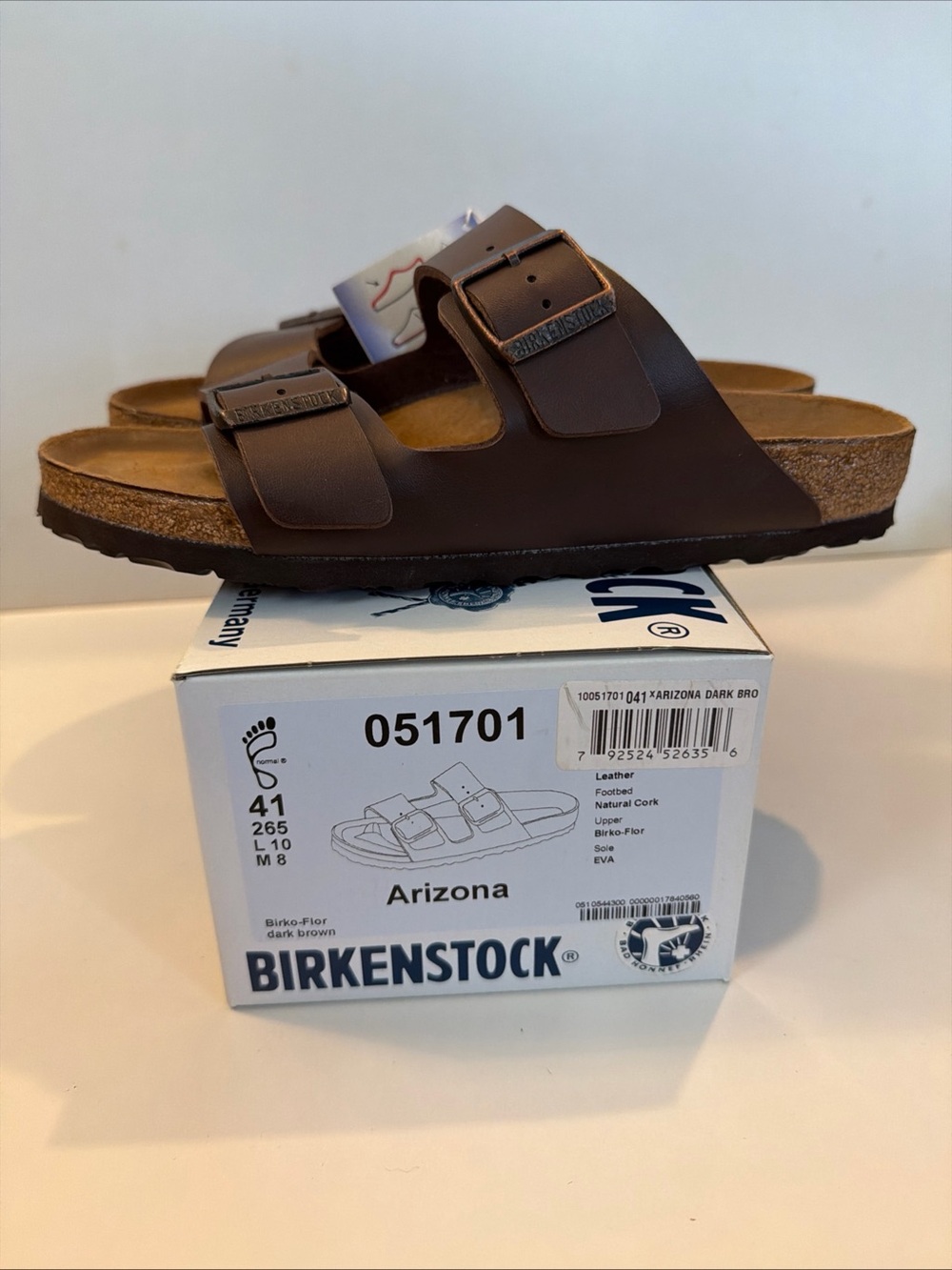 Birkenstock Arizona Two-Strap Sandal in Dark Brown Size EU 41 - Picture 2 of 7